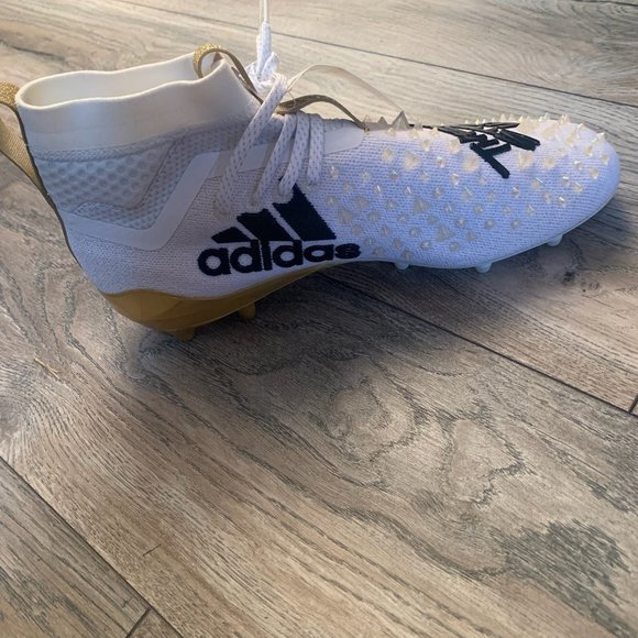 NWT ADIDAS ADIZERO 8.0 SK SPIKES THREE STRIPE LIFE FOOTBALL CLEATS WHITE/GOLD 9‎ main image 11